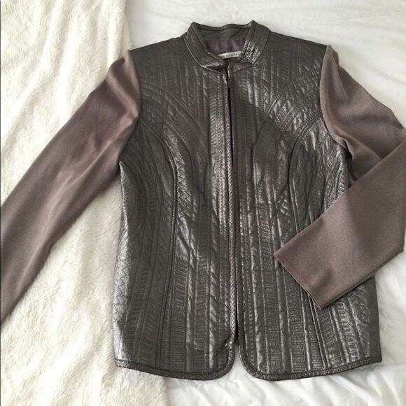 Peter Nygard M metallic leather jacket w knit - Picture 1 of 12
